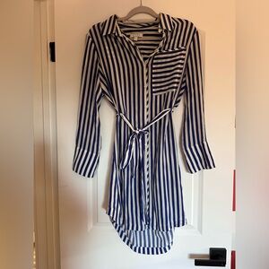 AYR Navy and White Striped Long Sleeve Dress